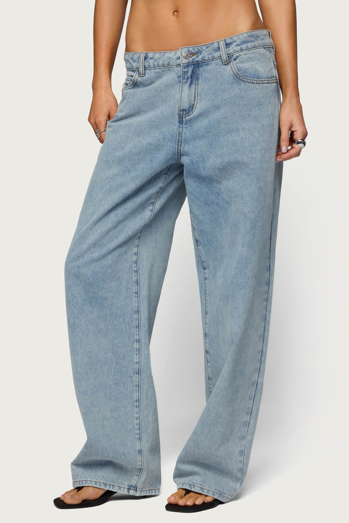 Dalina Washed Low Rise Baggy Jeans-Milans Time