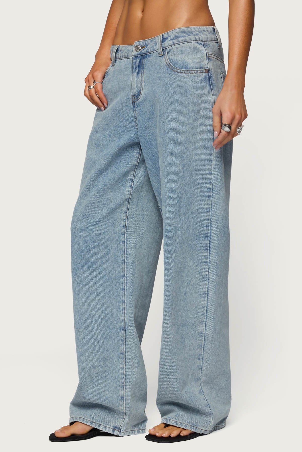 Dalina Washed Low Rise Baggy Jeans-Milans Time