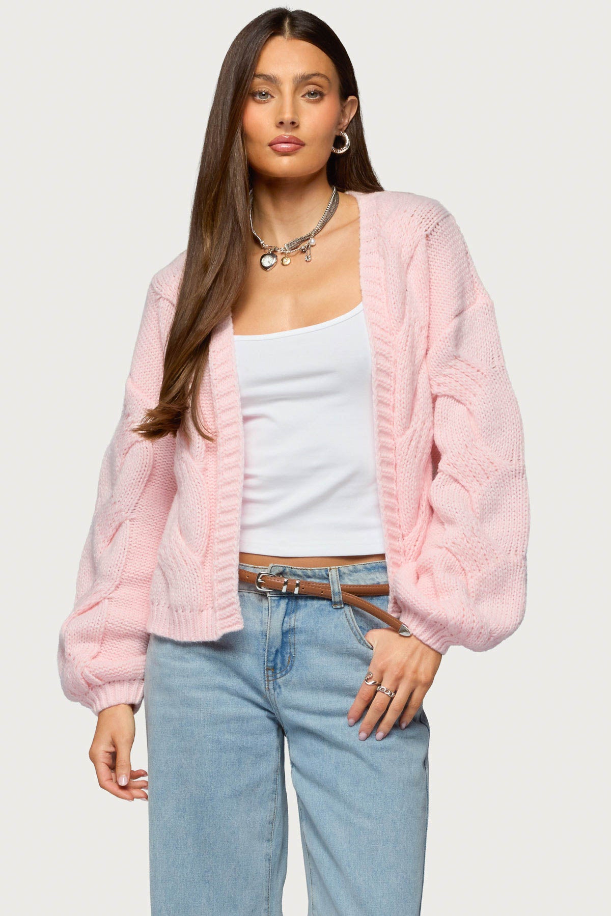 Braiden Chunky Cable Knit Cardigan-Milans Time
