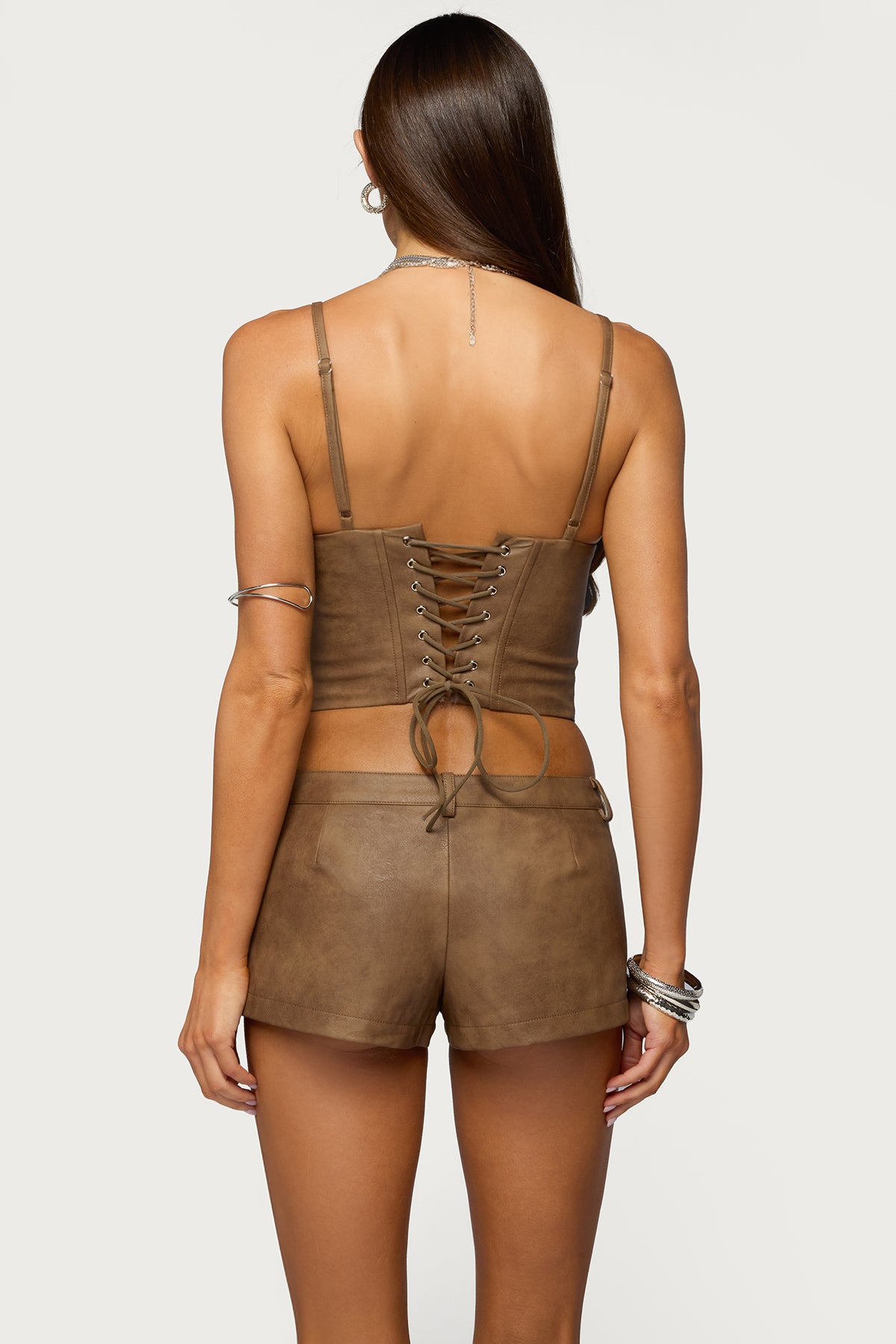 Idara Faux Leather Corset-Milans Time