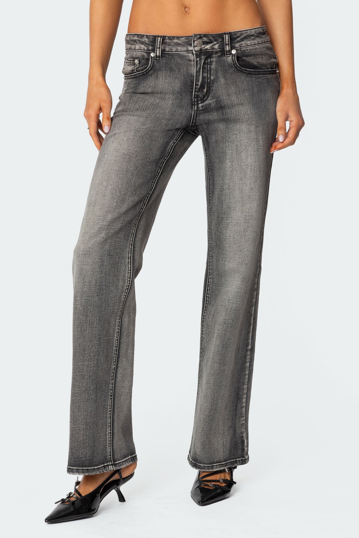 Boot Cut Washed Low Rise Jeans-Milans Time