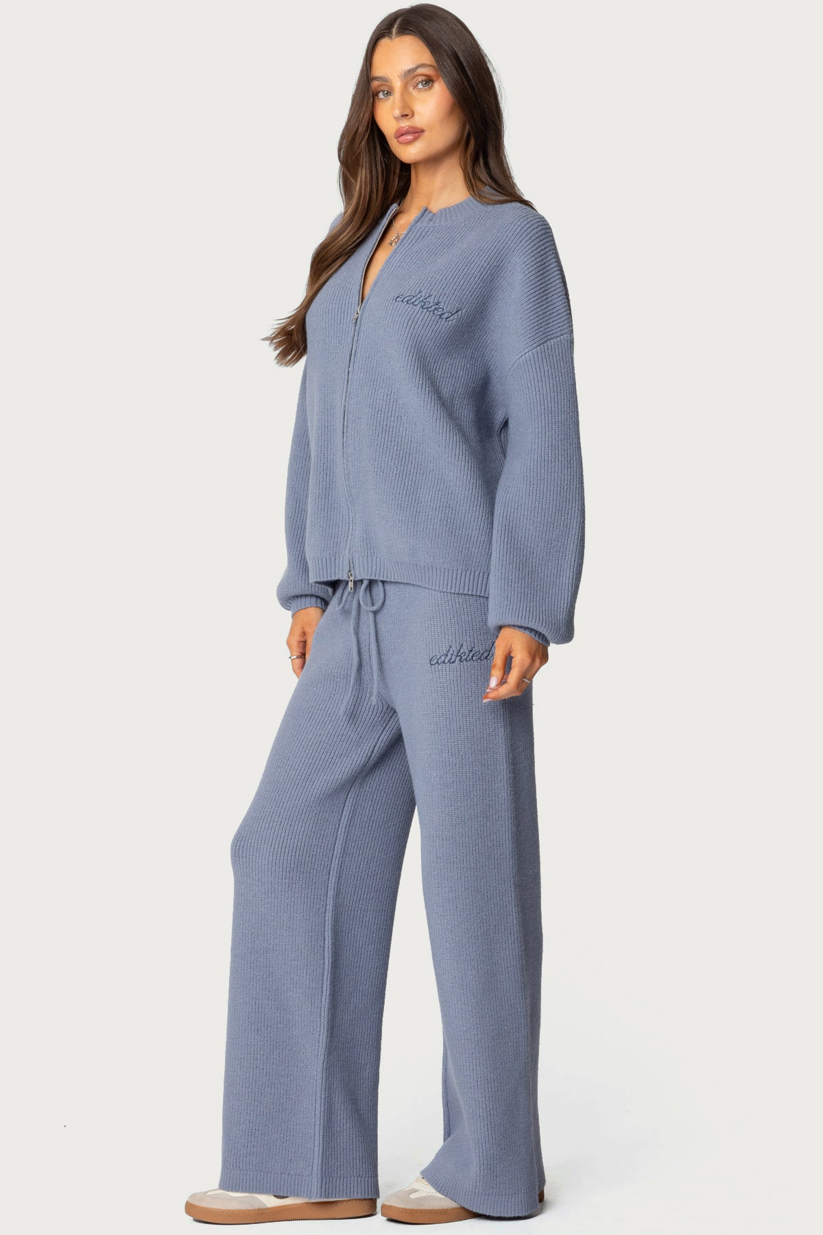 Kris Ribbed Knit Zip Up Sweater-Milans Time