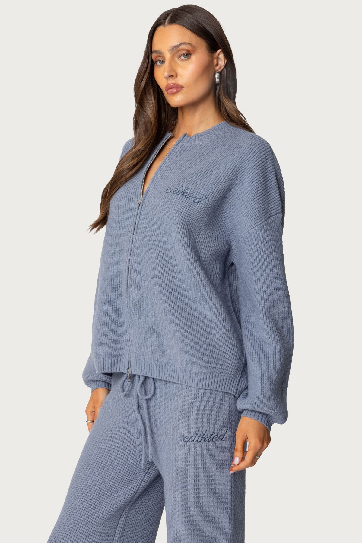 Kris Ribbed Knit Zip Up Sweater-Milans Time