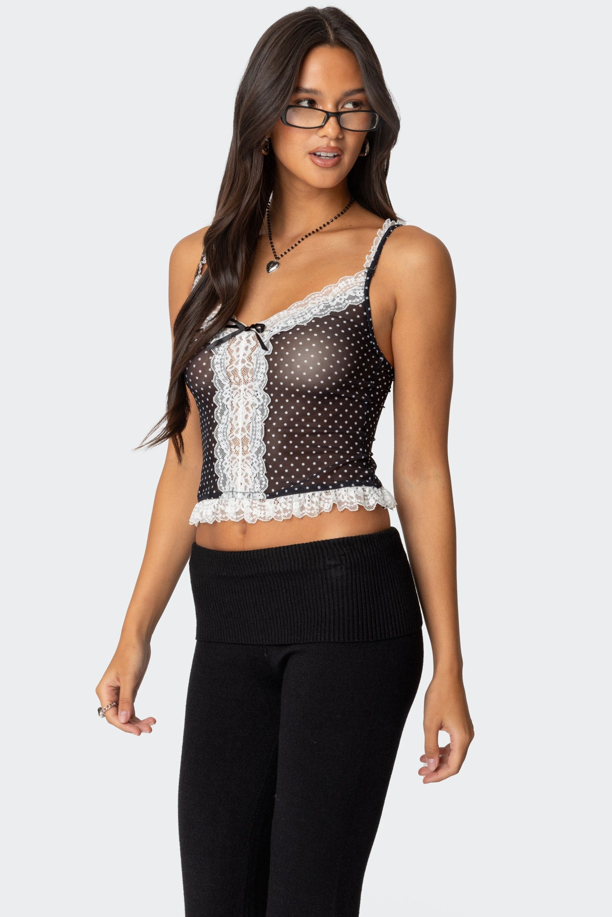 Polka Dot Sheer Mesh Tank Top-Milans Time