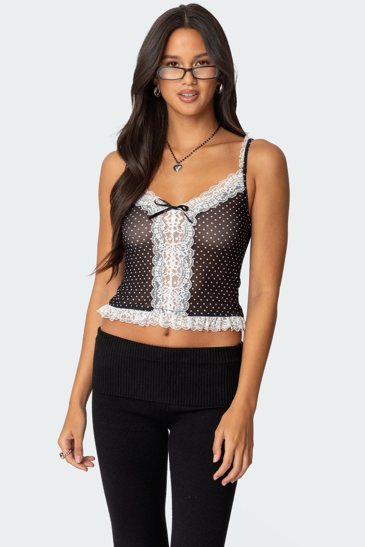 Polka Dot Sheer Mesh Tank Top-Milans Time