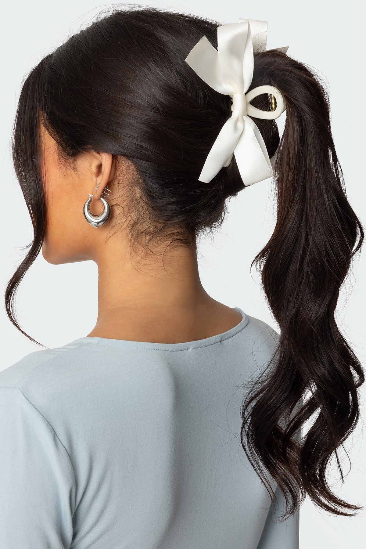 Satin Effect Bow Hair Clip-Milans Time