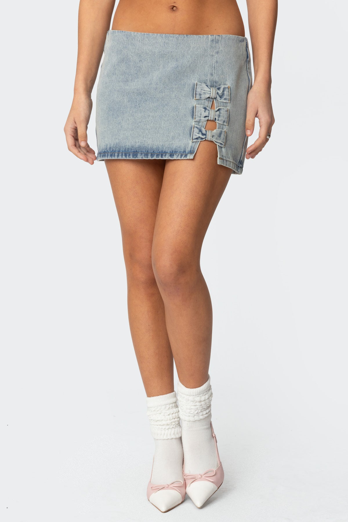 Bowdie Washed Denim Mini Skirt-Milans Time