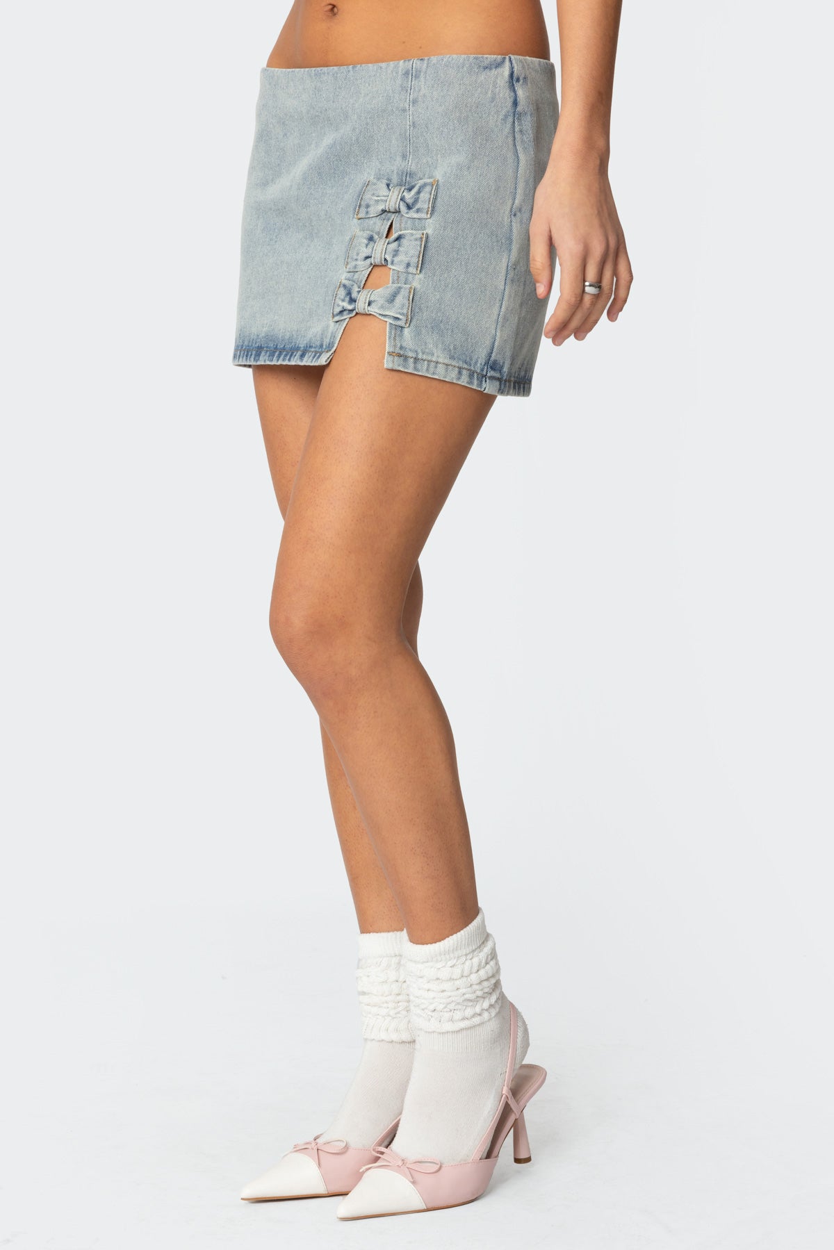 Bowdie Washed Denim Mini Skirt-Milans Time