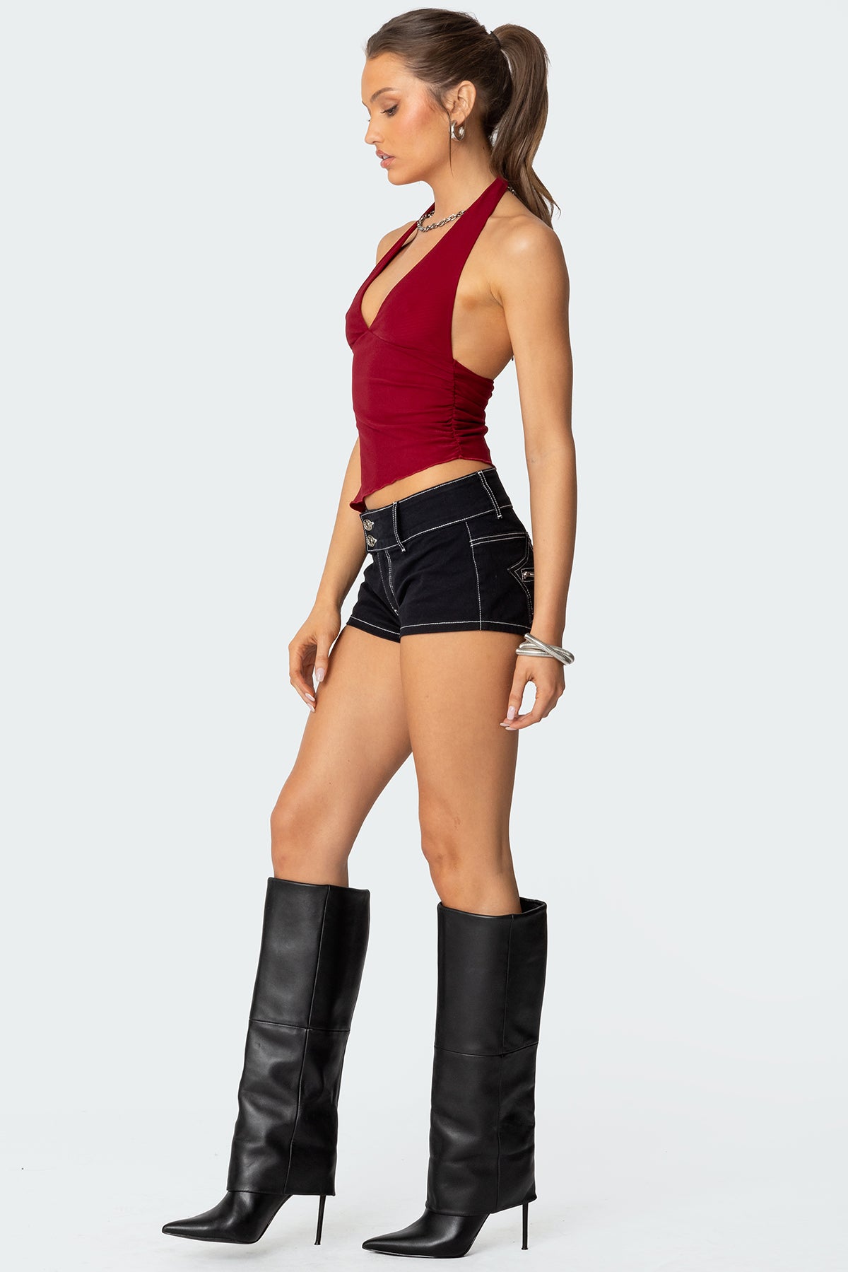 Rhett Asymmetric Hem Halter Top-Milans Time