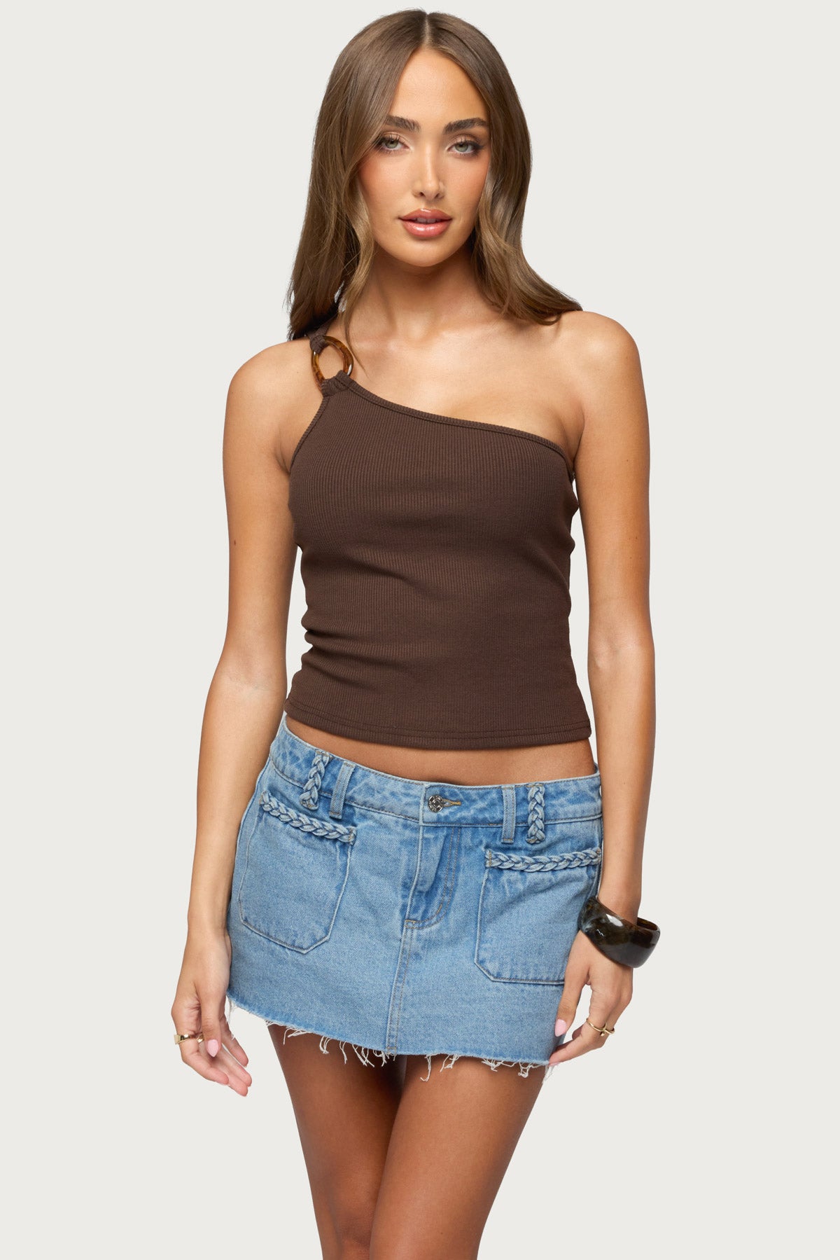 Calista Ribbed One Shoulder Top-Milans Time