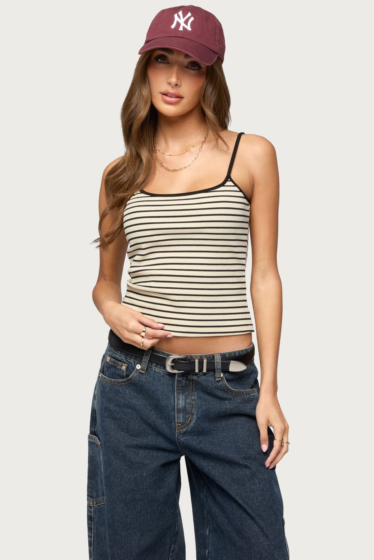 Gretta Striped Ribbed Tank Top-Milans Time