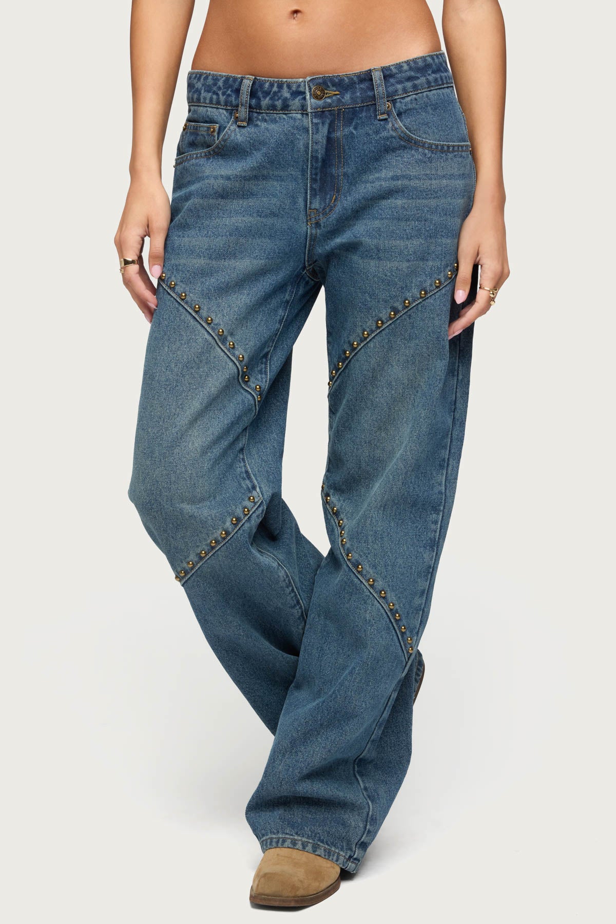 Charla Stud Low Rise Baggy Jeans-Milans Time