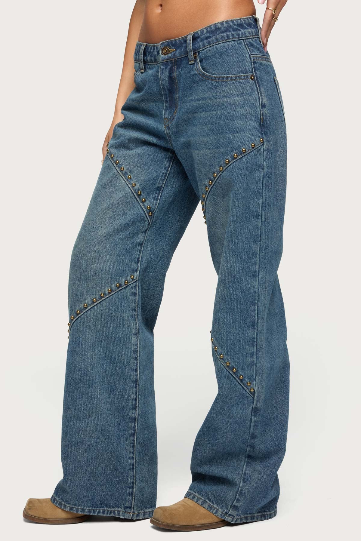 Charla Stud Low Rise Baggy Jeans-Milans Time