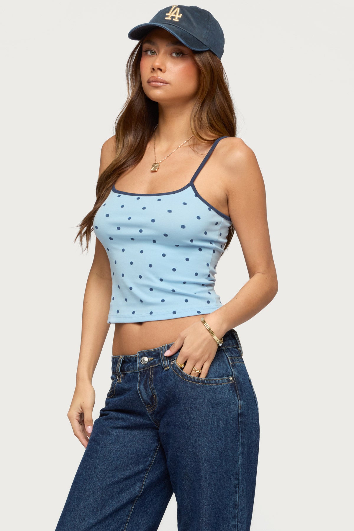 Carlah Contrast Polka Dot Tank Top-Milans Time
