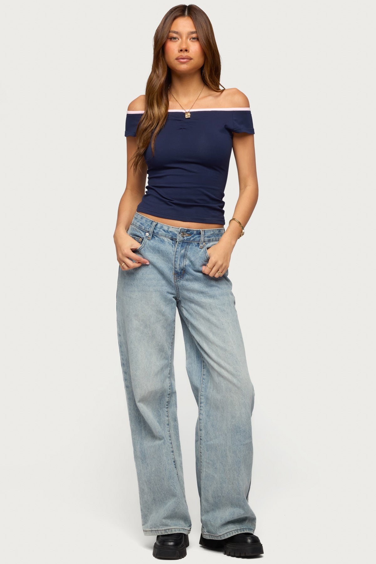 Dellah Contrast Off Shoulder Top-Milans Time