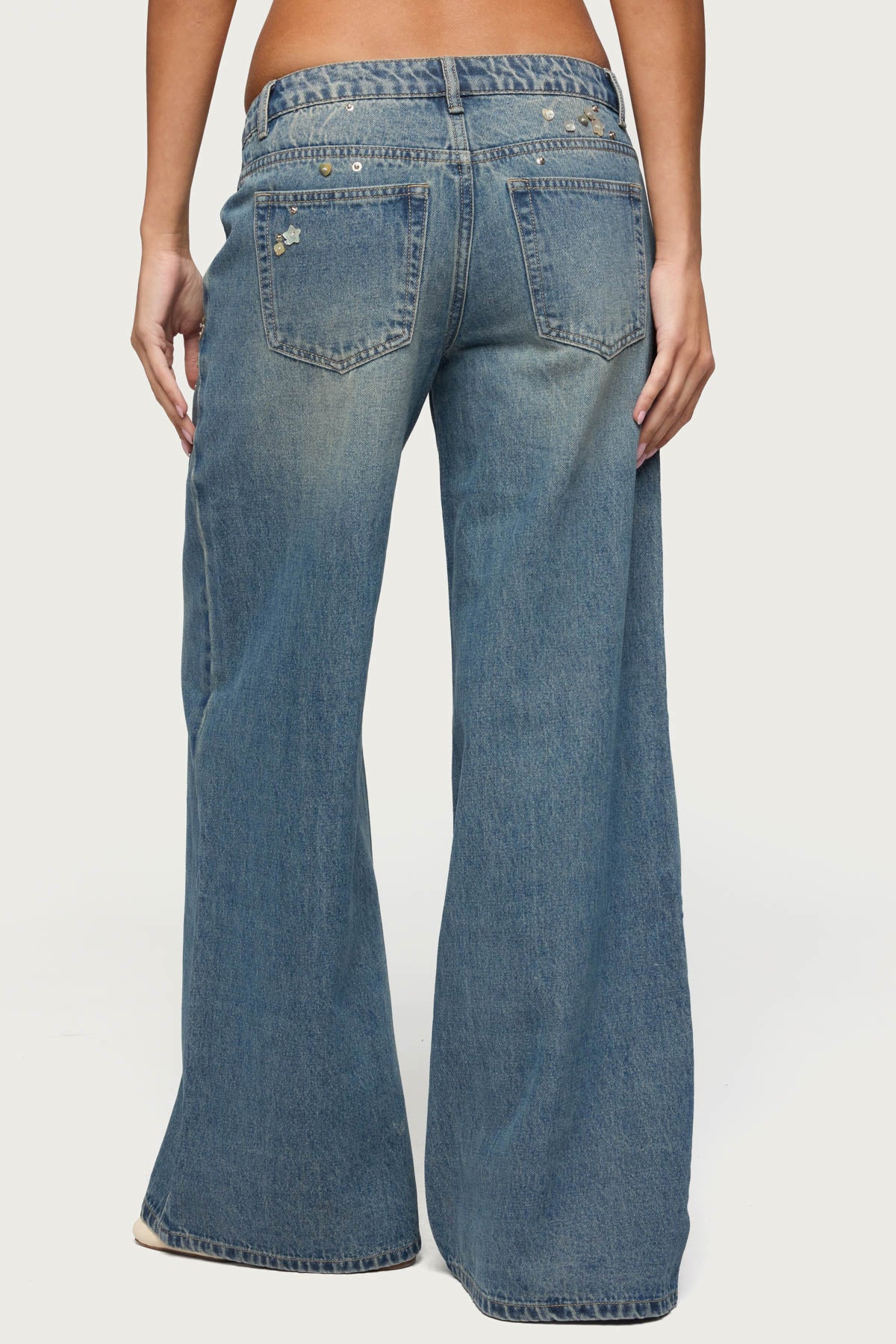 Mahlia Button Low Rise Baggy Jeans-Milans Time