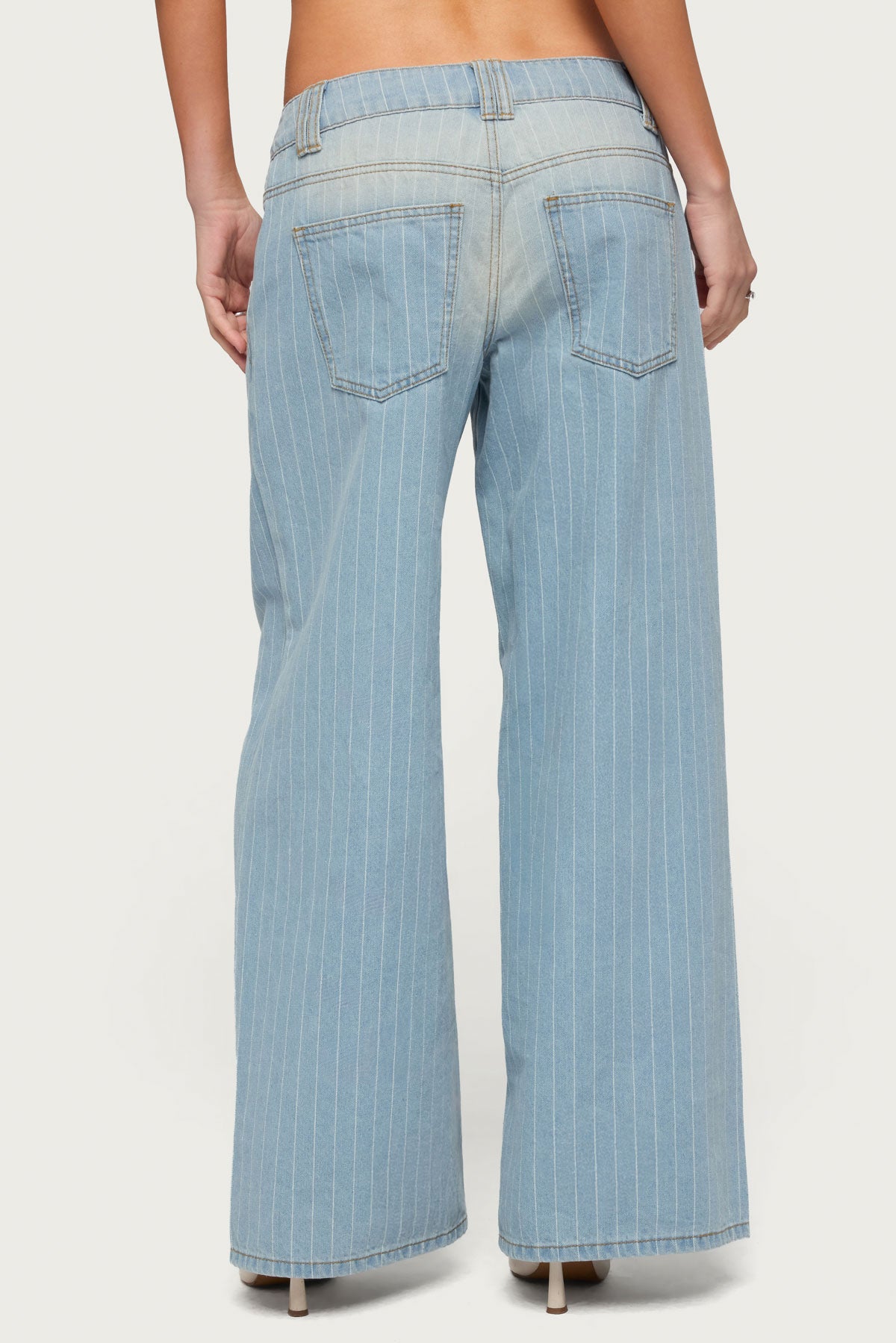 Petite Cory Striped Low Rise Baggy Jeans-Milans Time