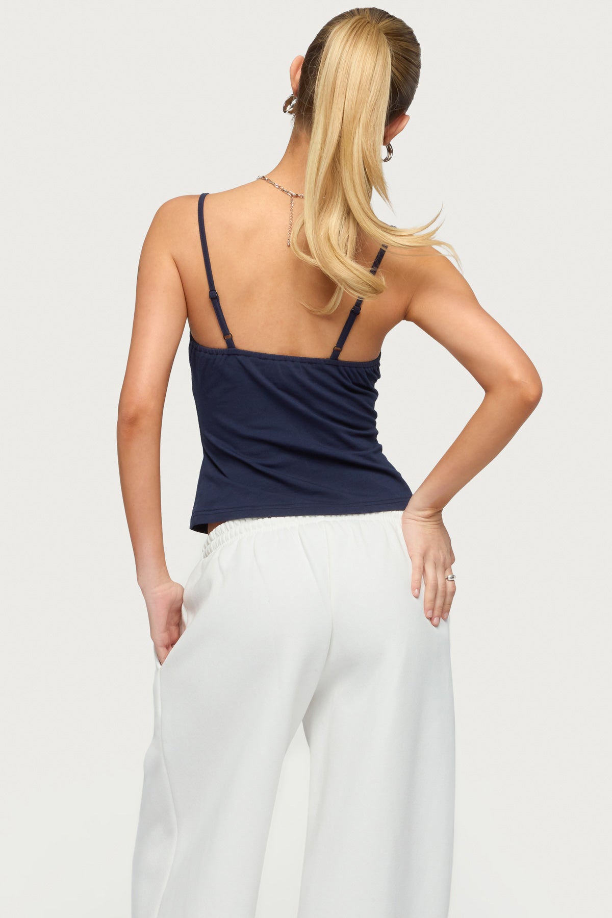 Olezka Contrast Lacey Tank Top-Milans Time