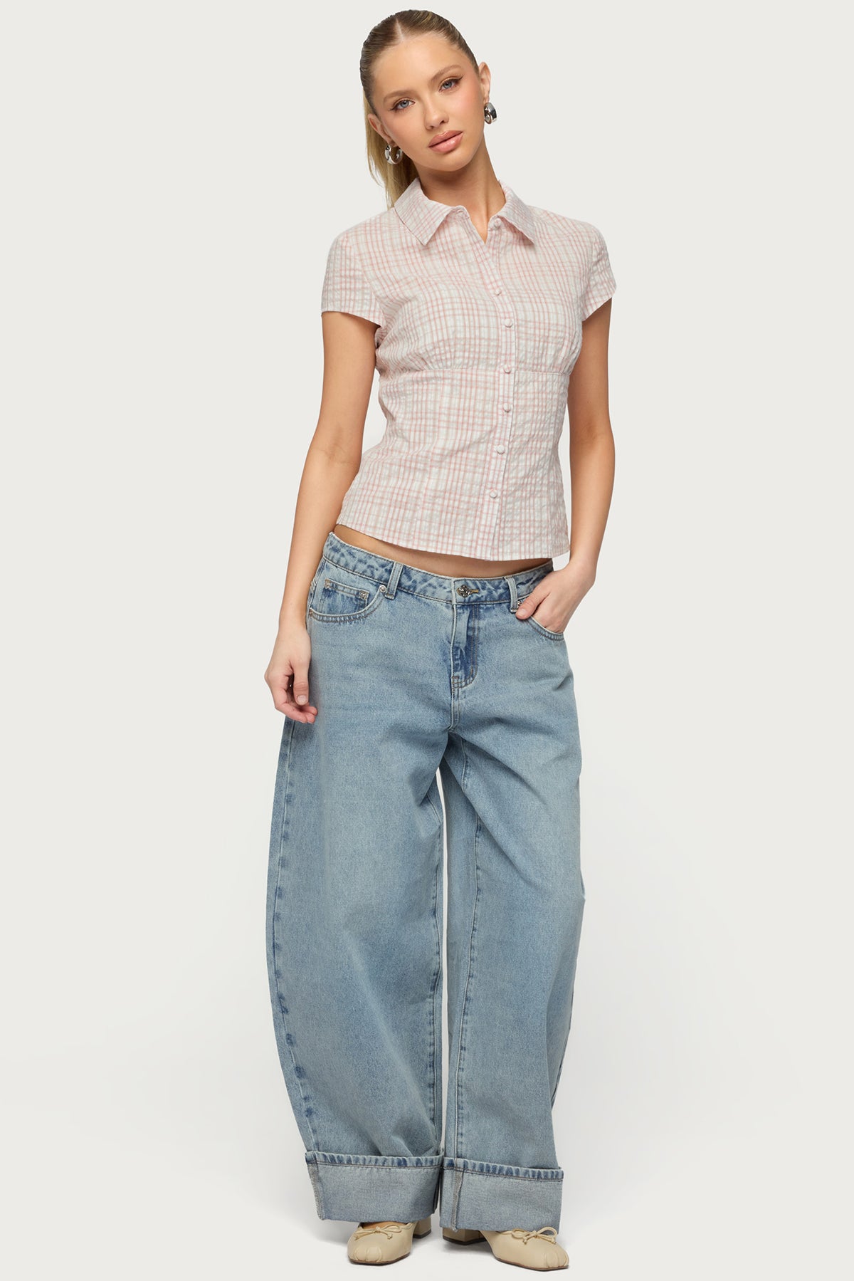 Petite Kella Low Rise Baggy Jeans-Milans Time