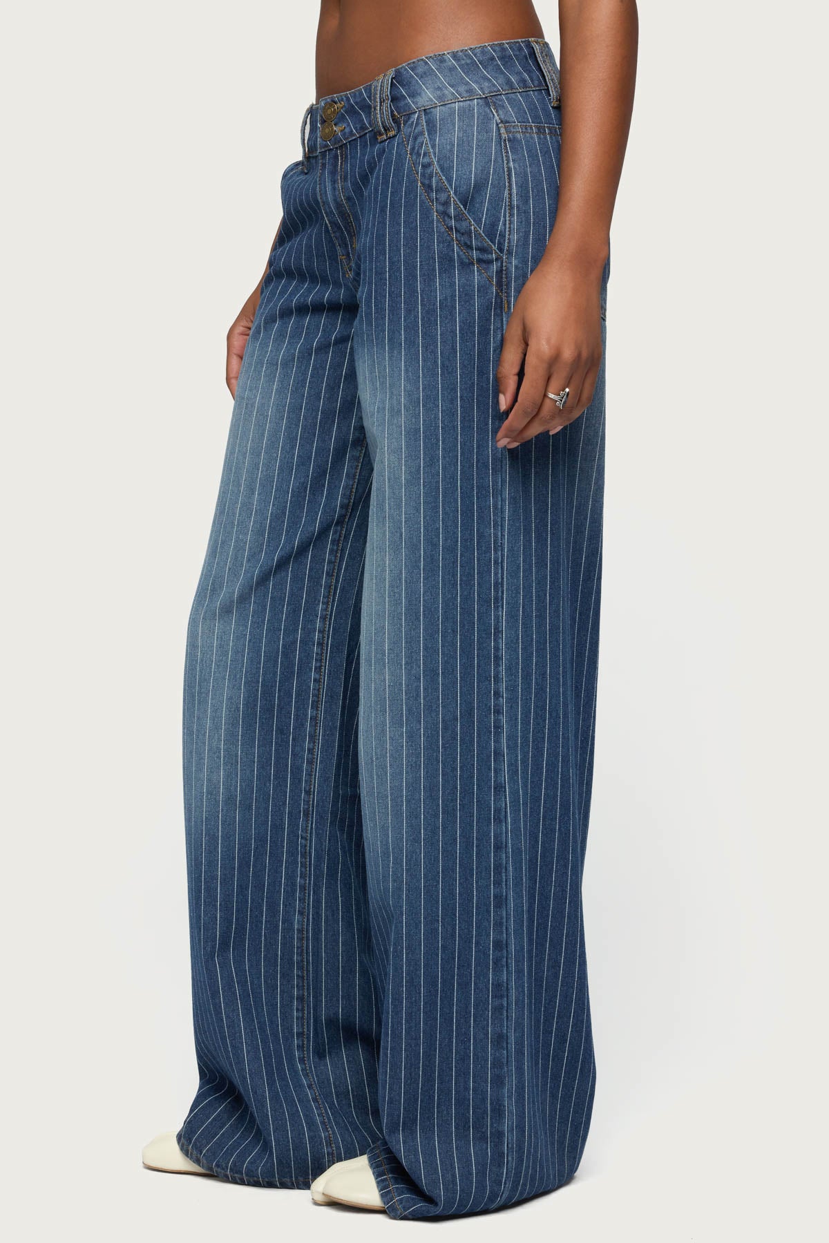 Tall Cory Striped Low Rise Baggy Jeans-Milans Time