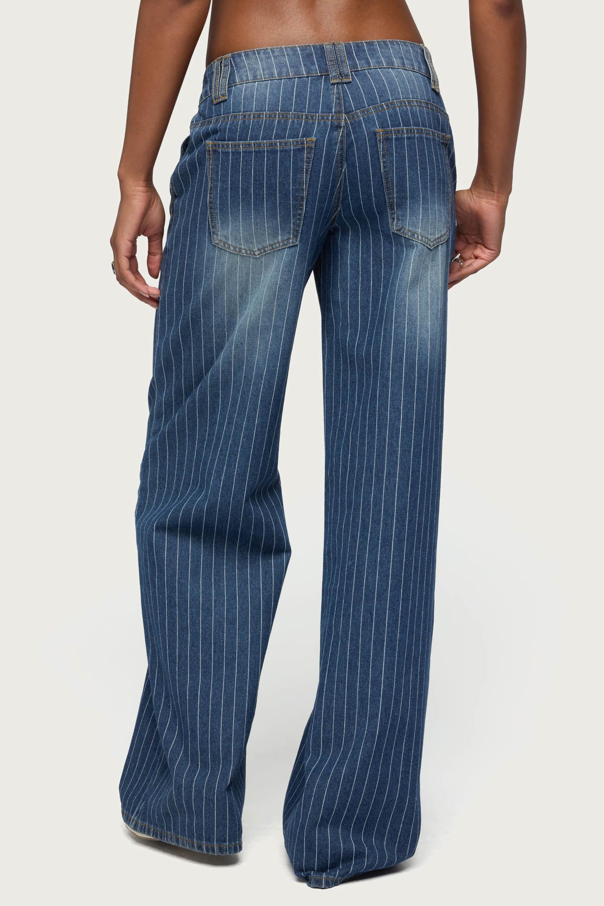 Tall Cory Striped Low Rise Baggy Jeans-Milans Time