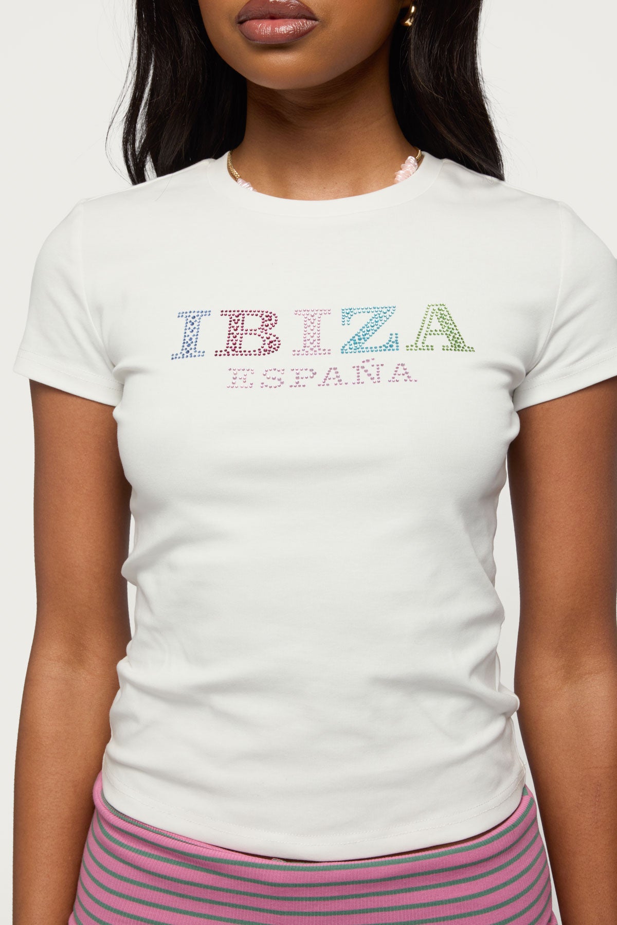 Ibiza Rhinestone T Shirt-Milans Time
