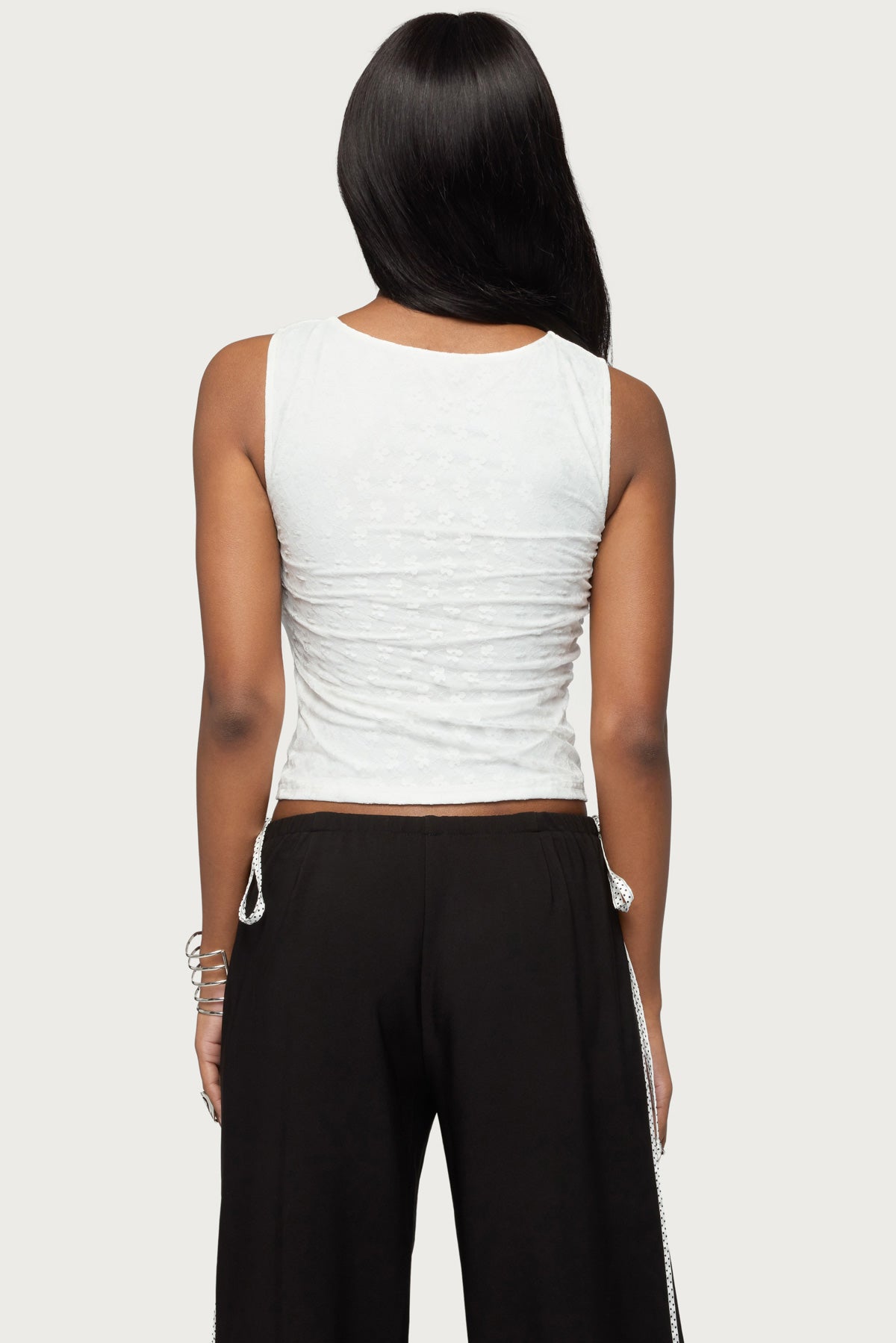 Elisia Twist Cutout Flower Lace Top-Milans Time