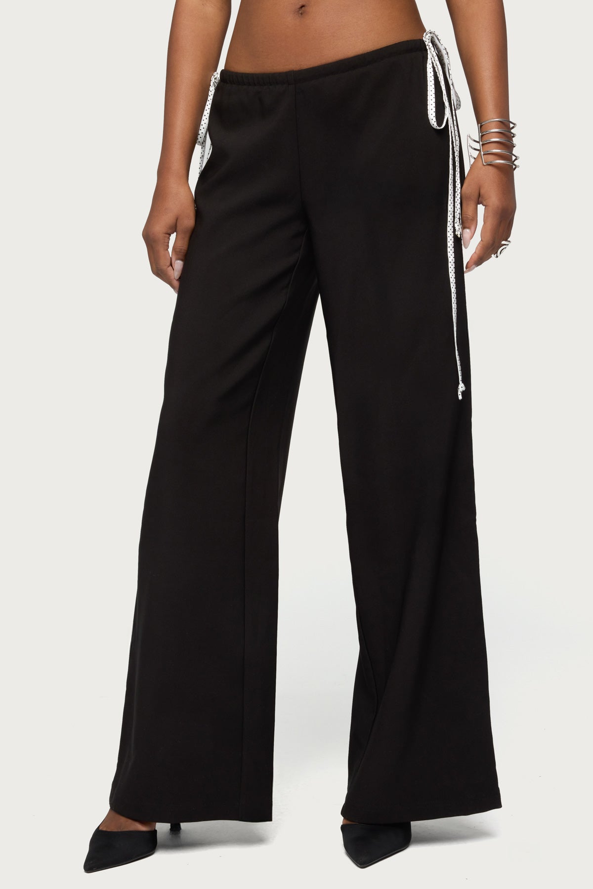 Mikah Dotted Ribbon Wide Leg Pants-Milans Time
