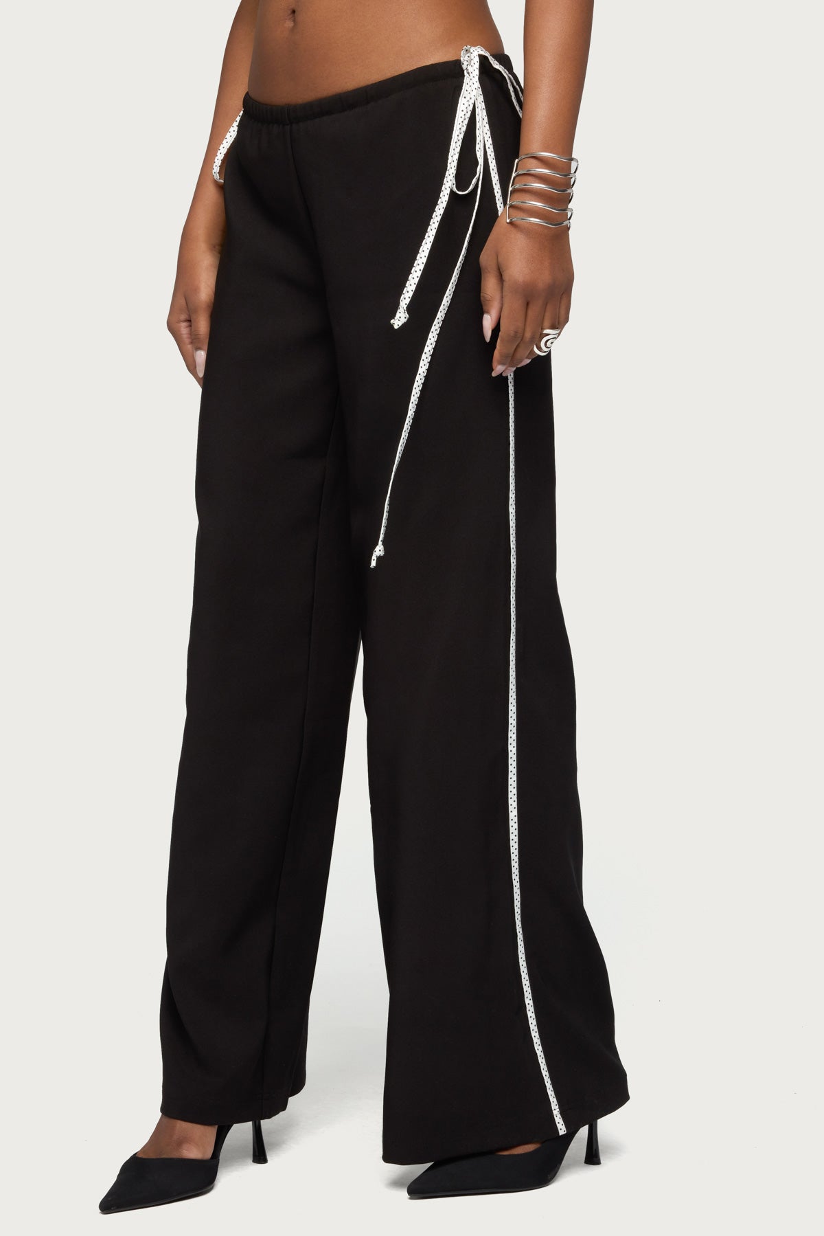 Mikah Dotted Ribbon Wide Leg Pants-Milans Time