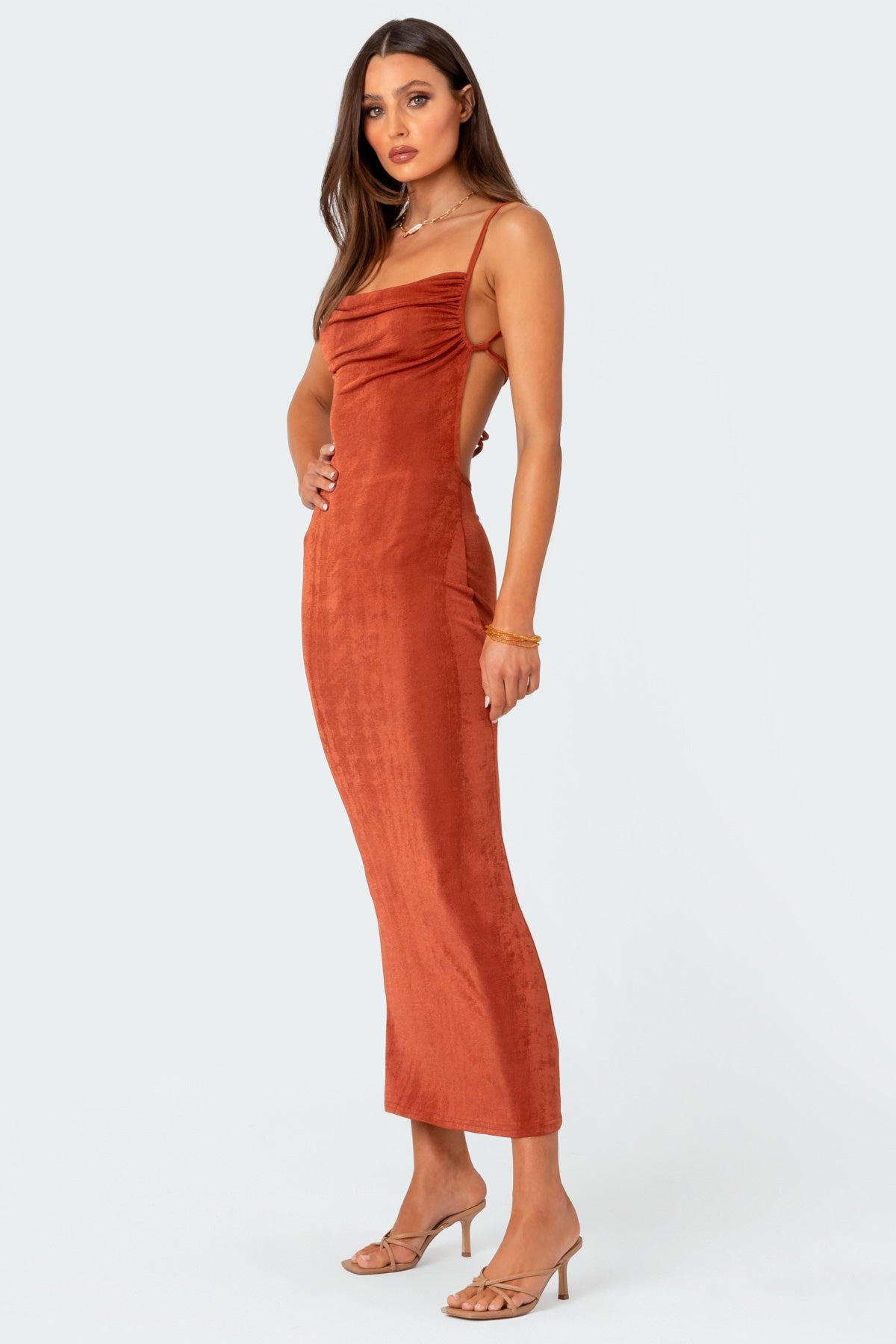 Clea Open Back Maxi Dress-Milans Time