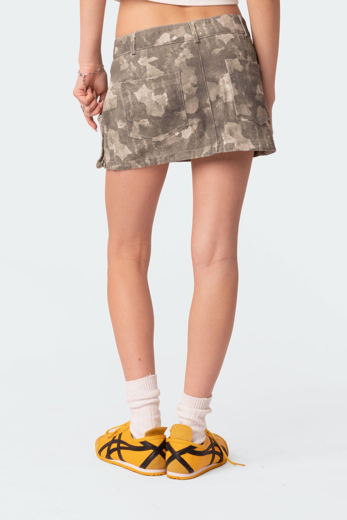 Camo Low Rise Denim Cargo Mini Skirt-Milans Time