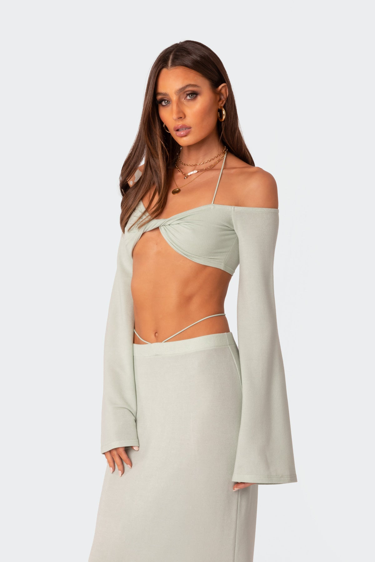 Celeste Off Shoulder Twist Crop Top-Milans Time