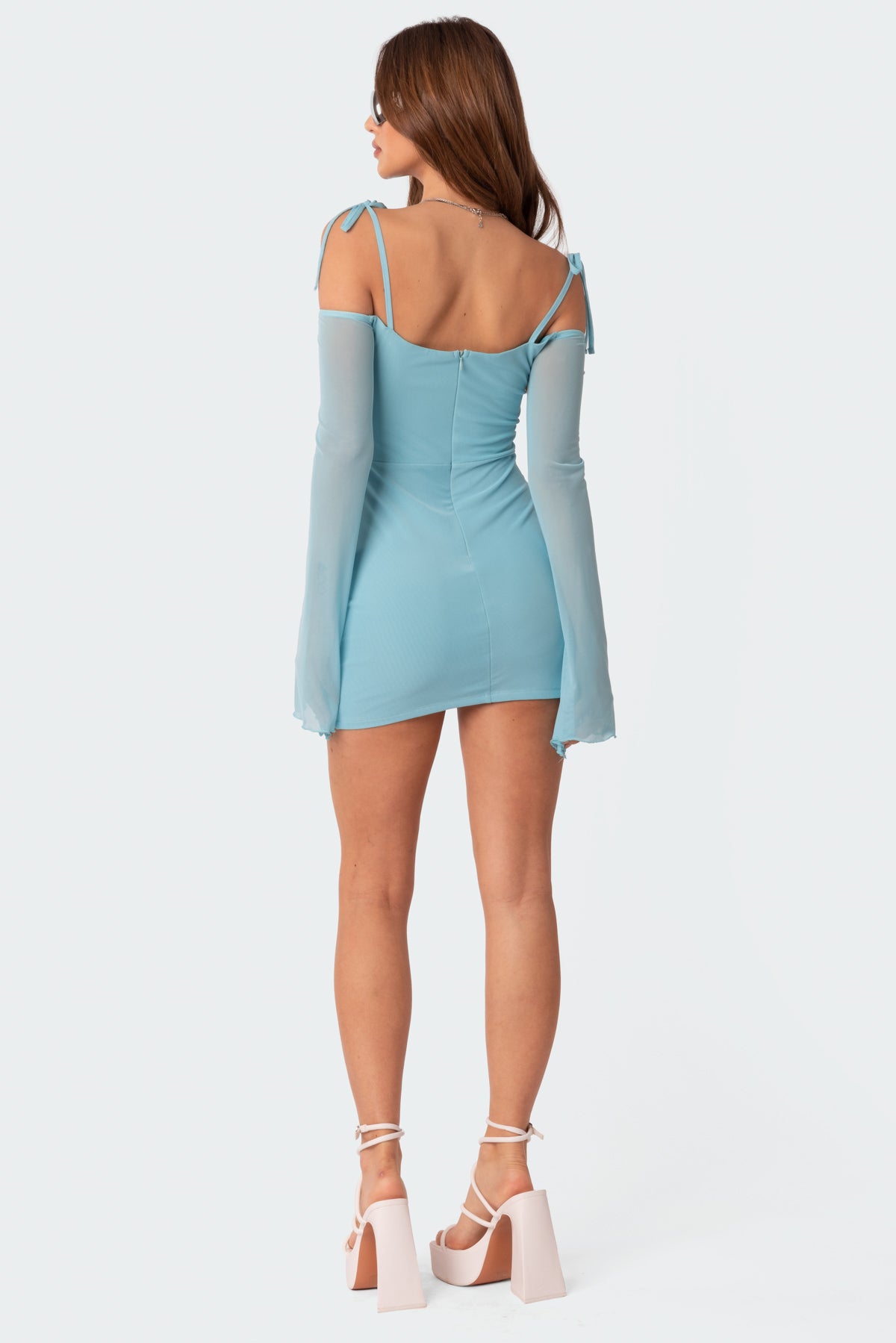Ariel Off Shoulder Mesh Mini Dress-Milans Time