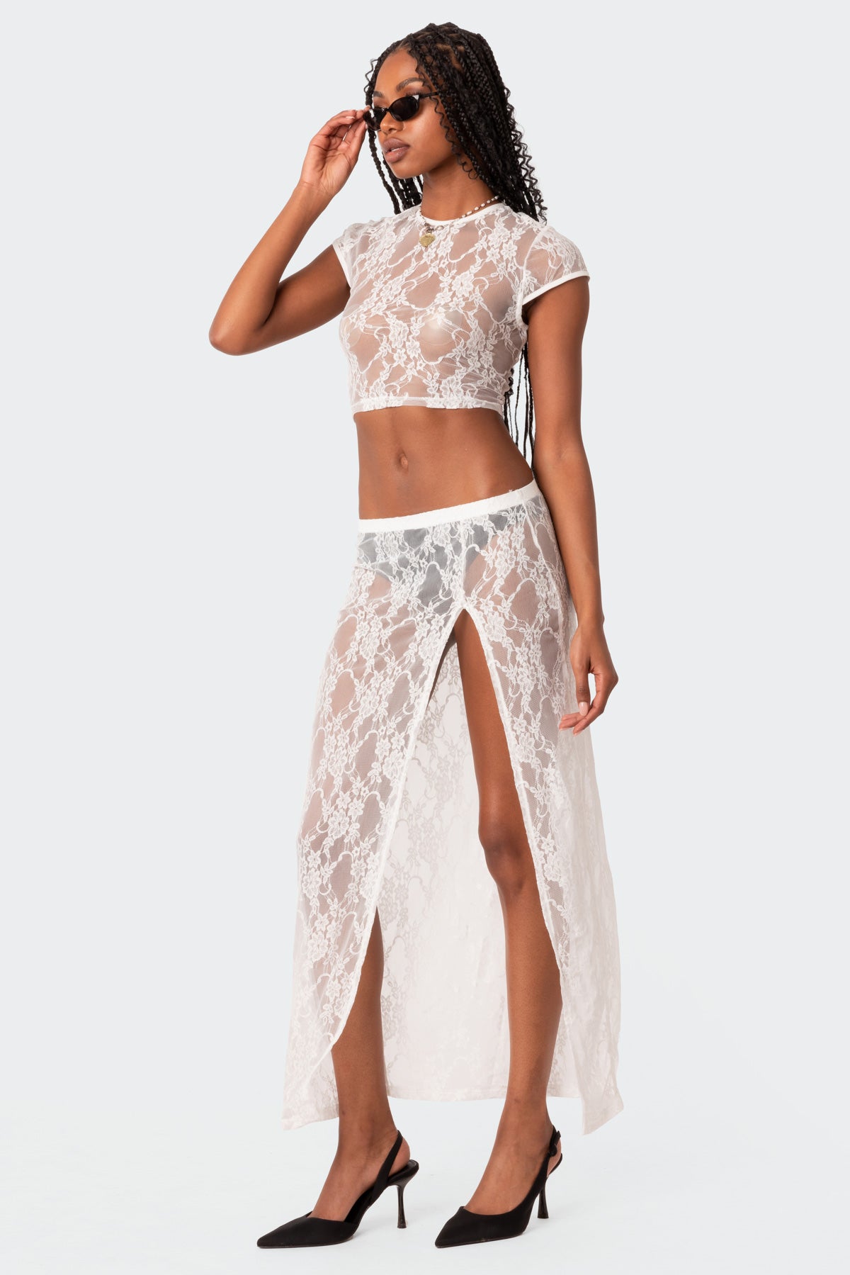 Aura Open Back Sheer Lace Crop Top-Milans Time