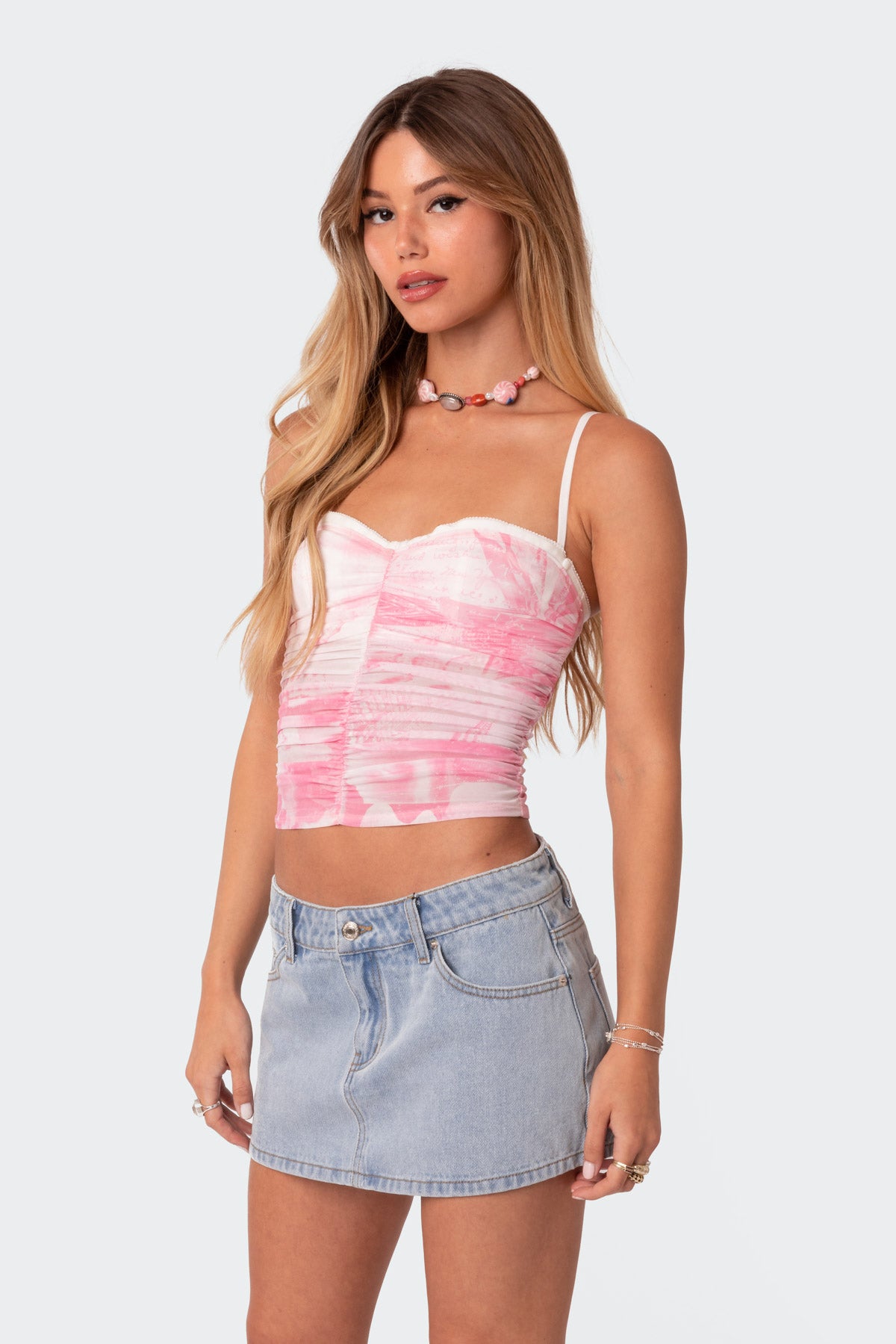 Evelyn Printed Mesh Bra Top-Milans Time