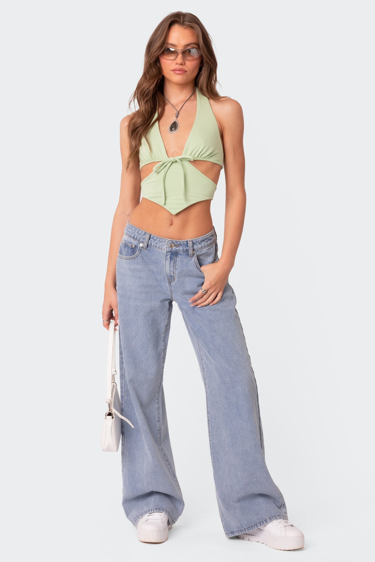 Cady Tie Front Cut Out Top-Milans Time