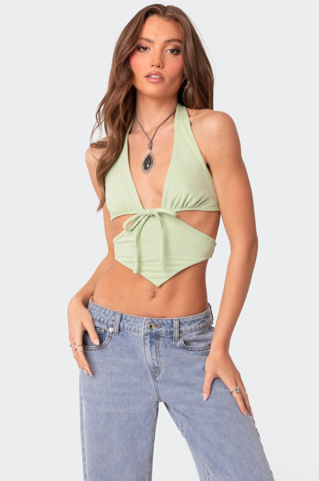 Cady Tie Front Cut Out Top-Milans Time