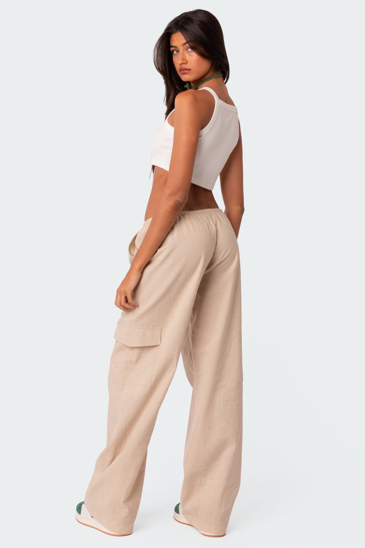 Lyric Linen Look Cargo Pants-Milans Time