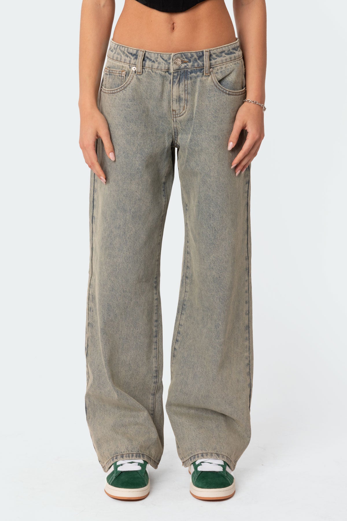 Magda Acid Wash Low Rise Baggy Jeans-Milans Time