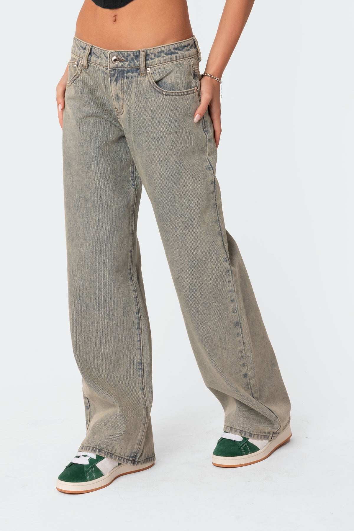 Magda Acid Wash Low Rise Baggy Jeans-Milans Time