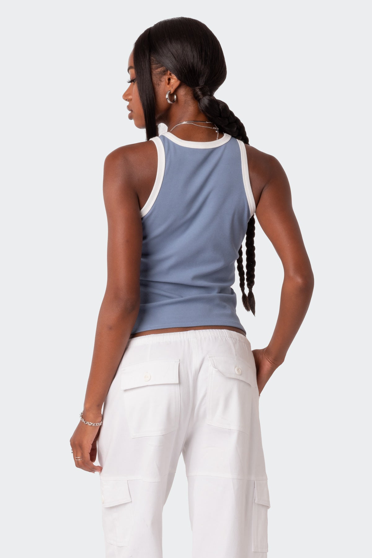 Contrast Ribbed Tank Top-Milans Time