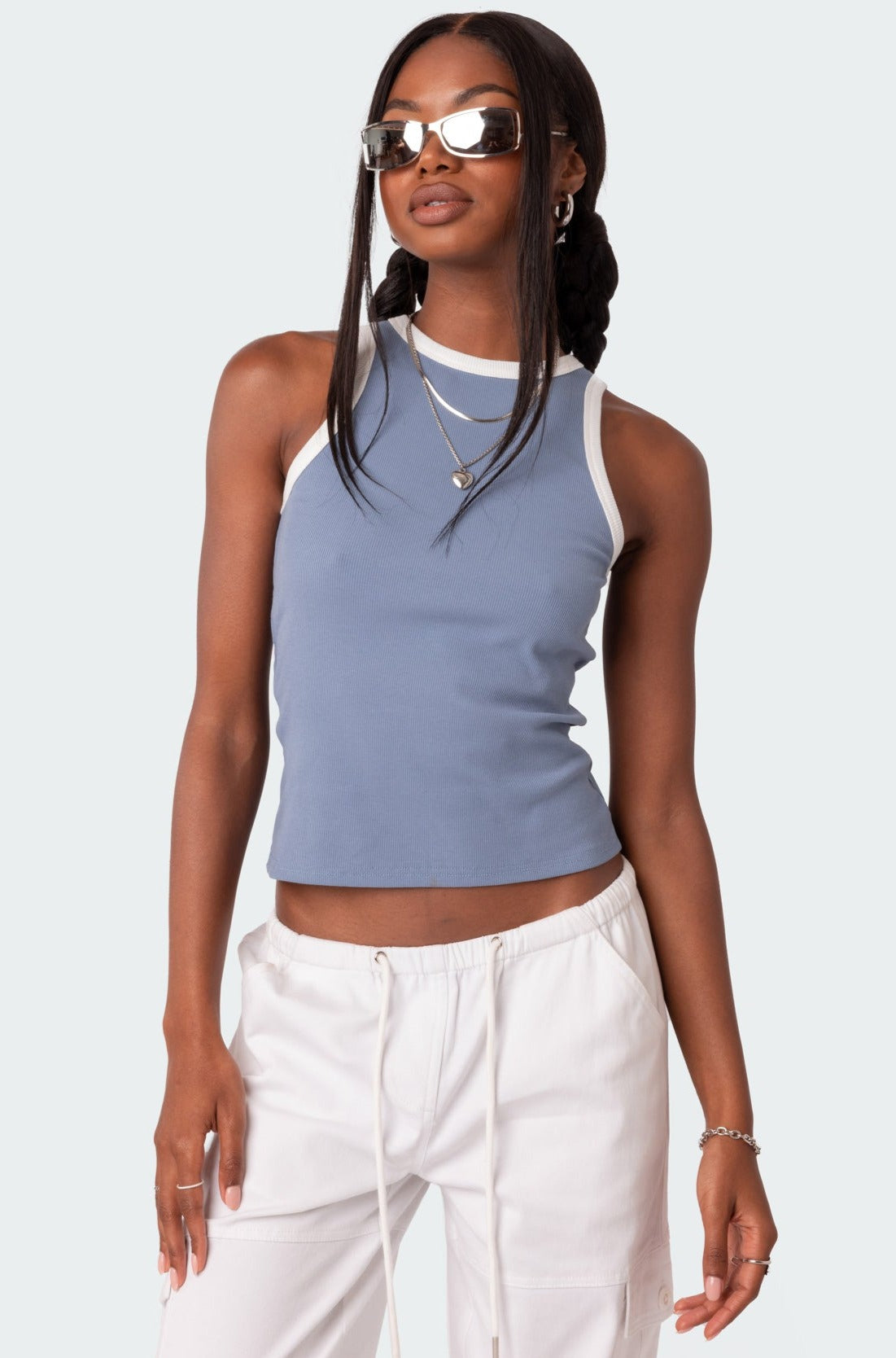 Contrast Ribbed Tank Top-Milans Time