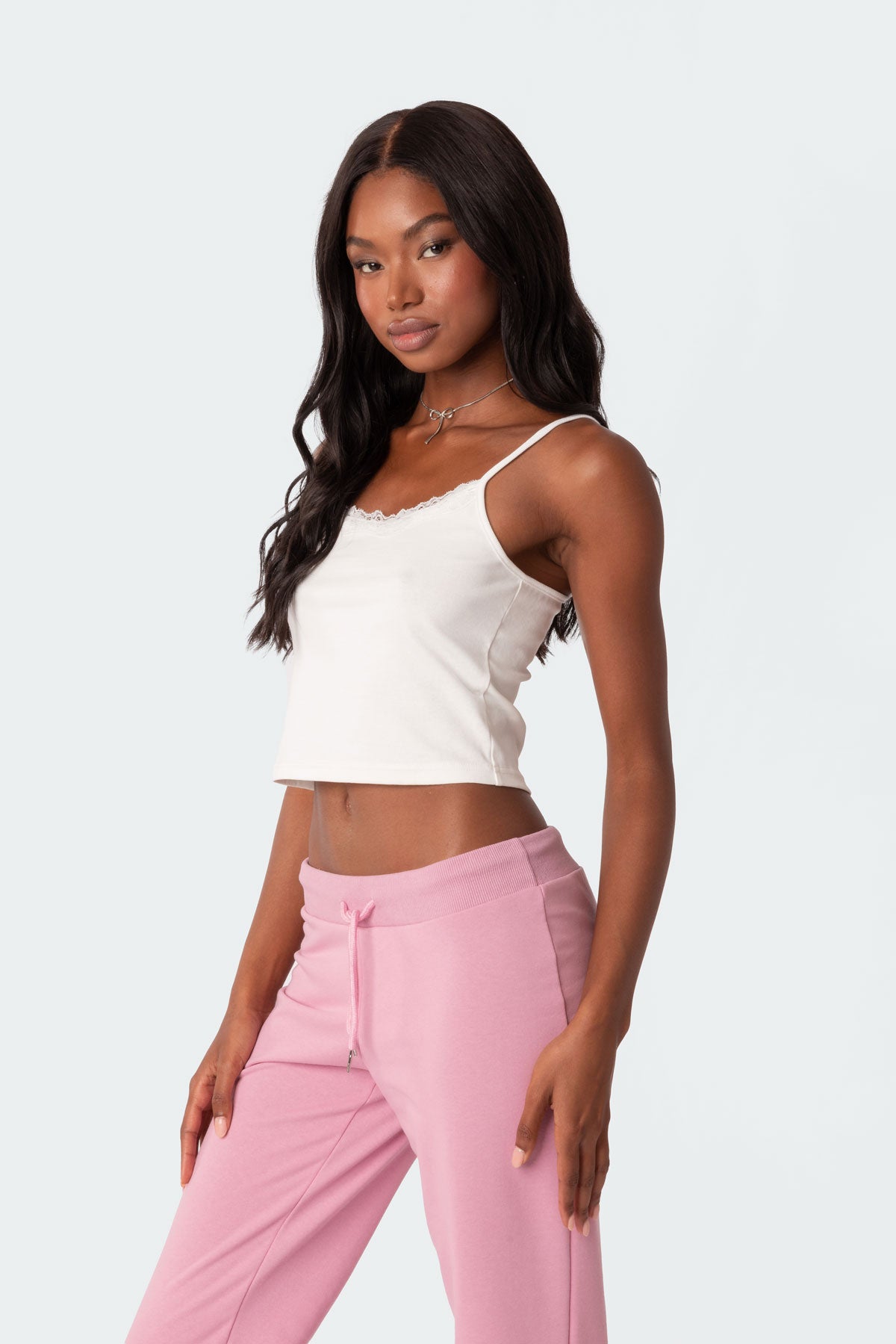 Lace Trim Ribbed Tank Top-Milans Time