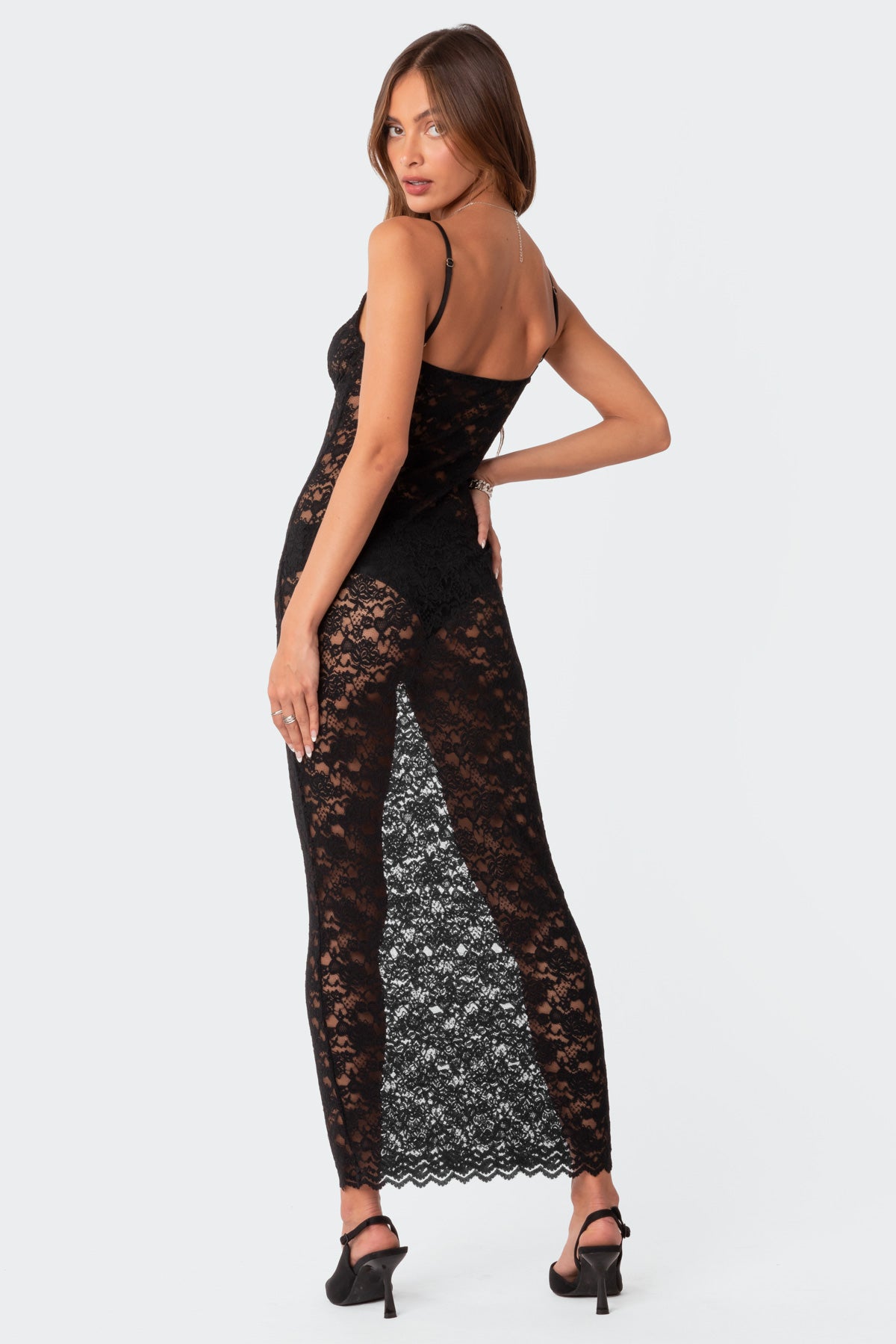 Xandra Sheer Lace Maxi Dress-Milans Time
