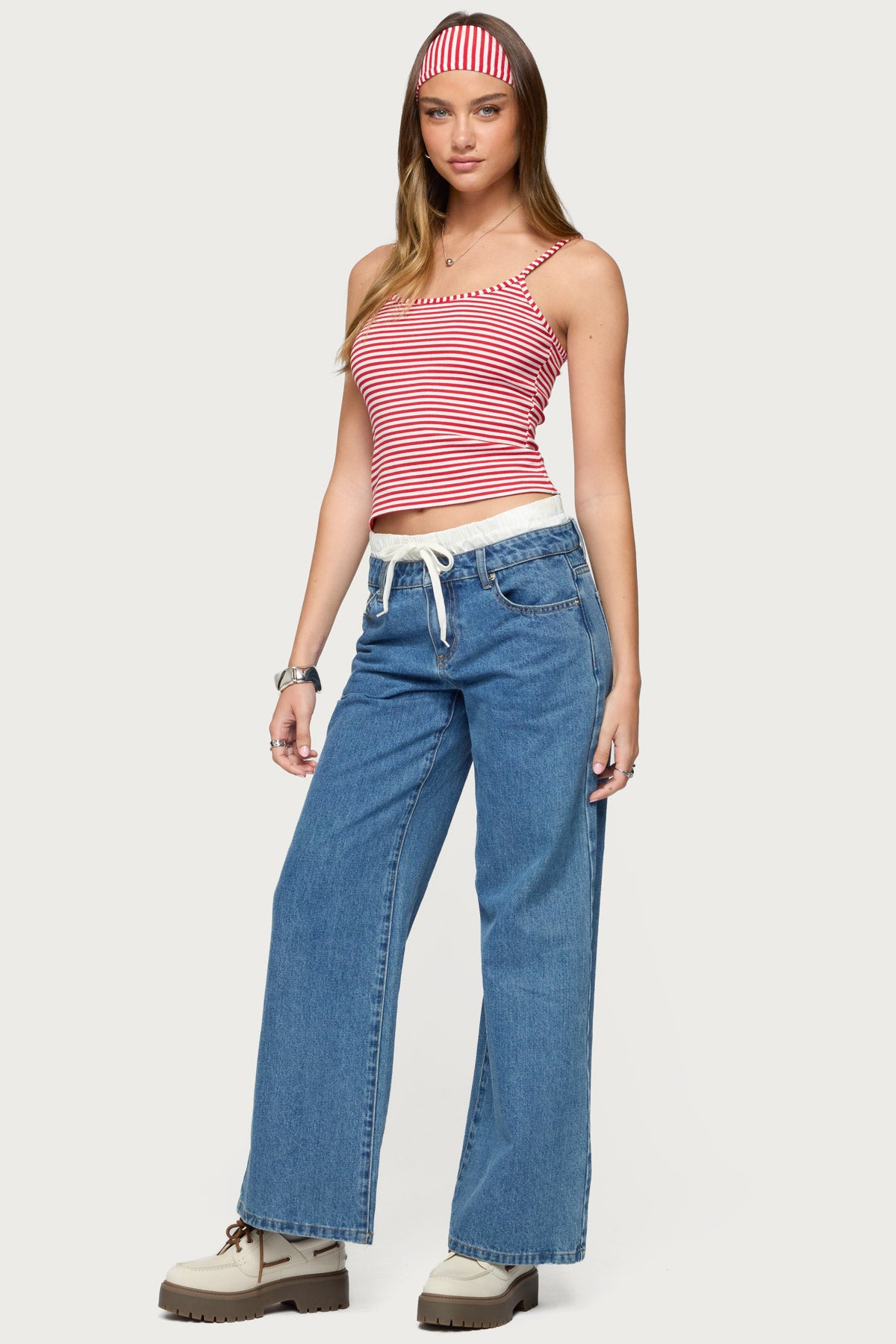 Two Piece Striped Headband Tank Top-Milans Time