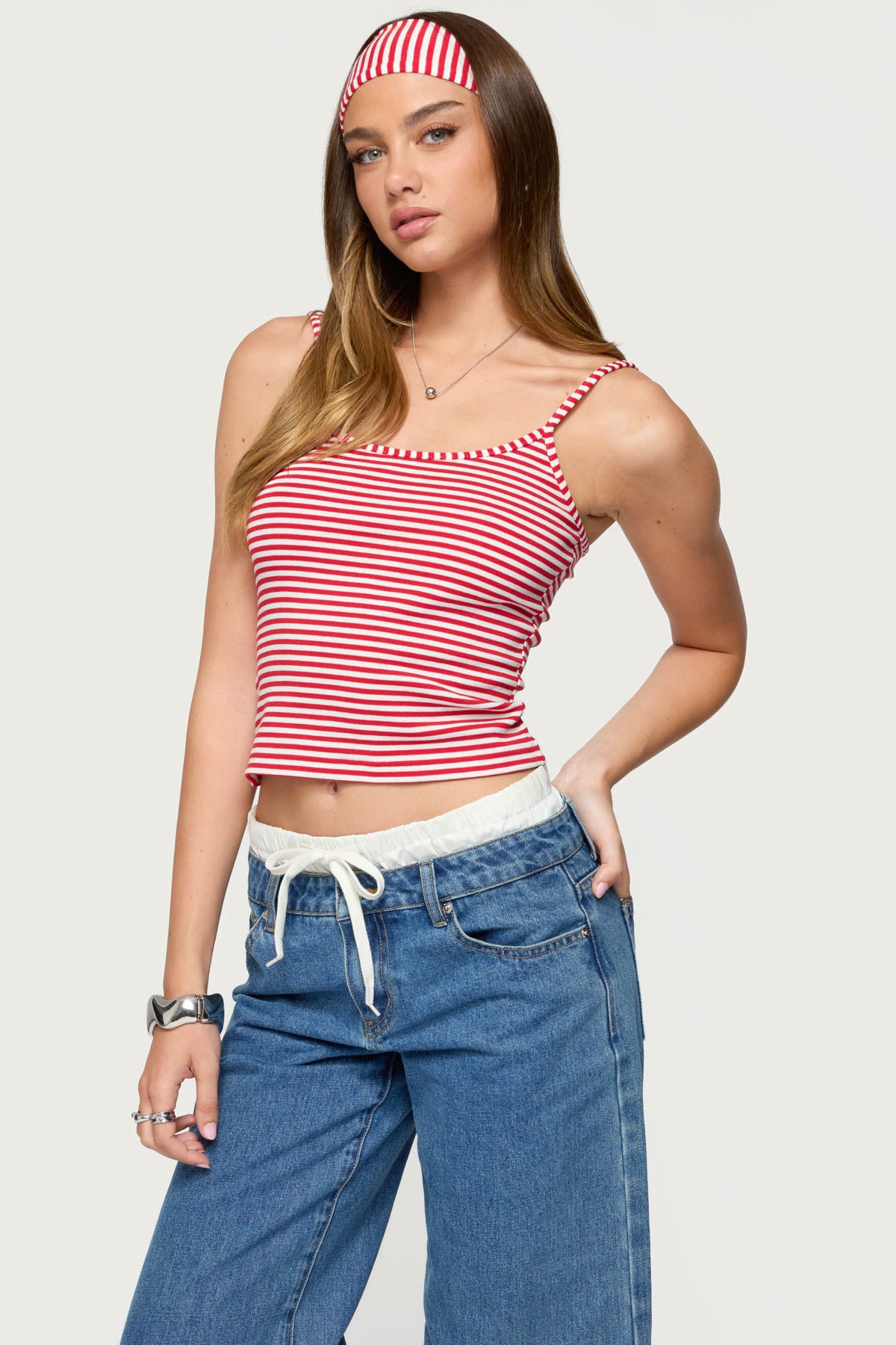 Two Piece Striped Headband Tank Top-Milans Time
