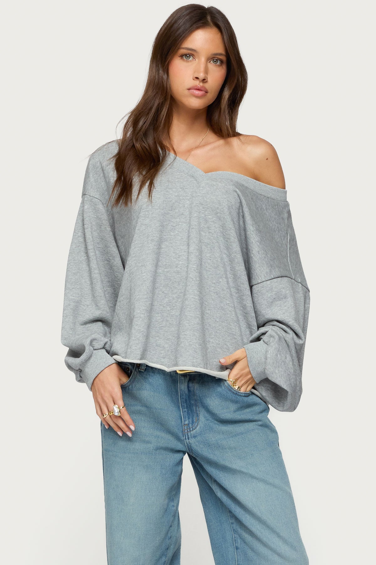 Winfred Oversized V Neck Sweatshirt-Milans Time