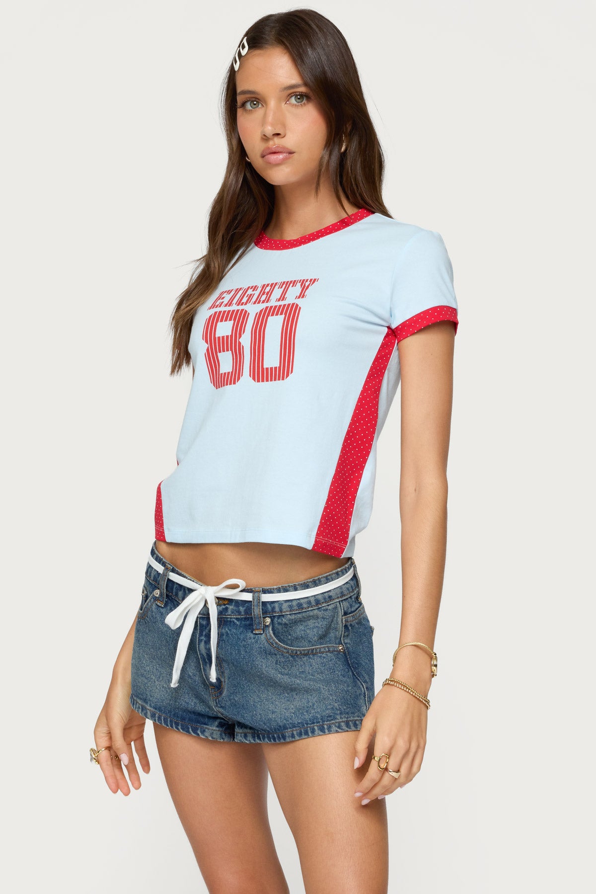 Eighty Polka Dot Contrast T Shirt-Milans Time