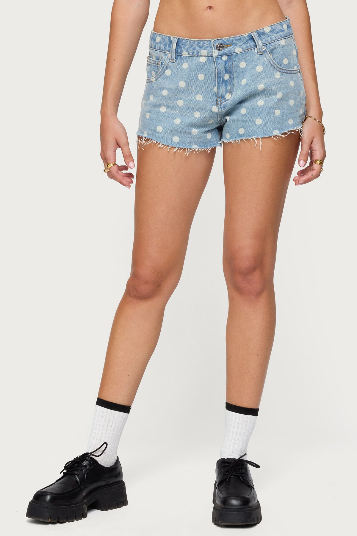 Josie Polka Dot Denim Shorts-Milans Time