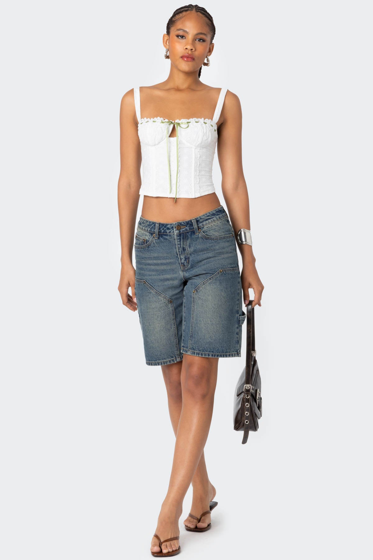 Garden Girl Ribbon Eyelet Corset-Milans Time